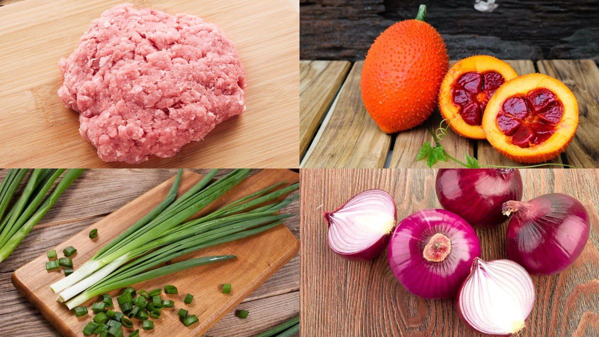 Ingredients for rose-shaped dumplings