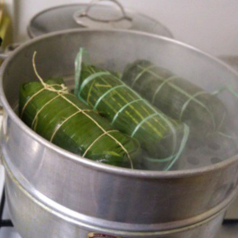 Step 4 Steaming the pork Pork fat (nây pork)