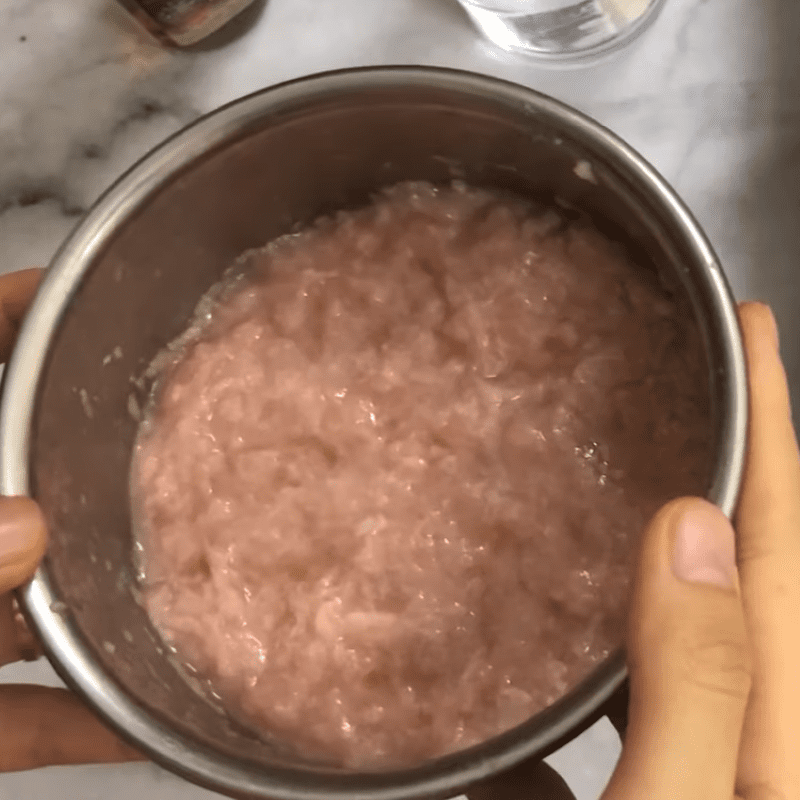 Step 2 Steam sweet potato and mince meat Sweet potato porridge with pork