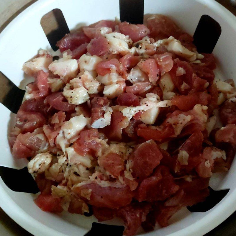 Step 5 Steaming Meat and Beans Sticky Green Bean Rice