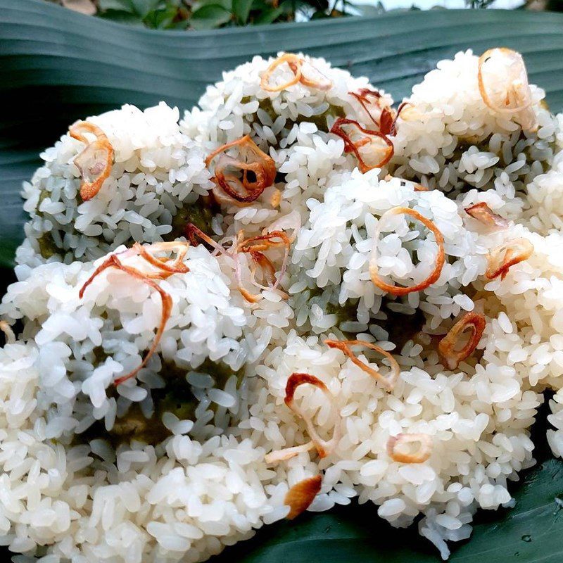 Step 7 Steam sticky rice cake Sticky rice cake with mung beans