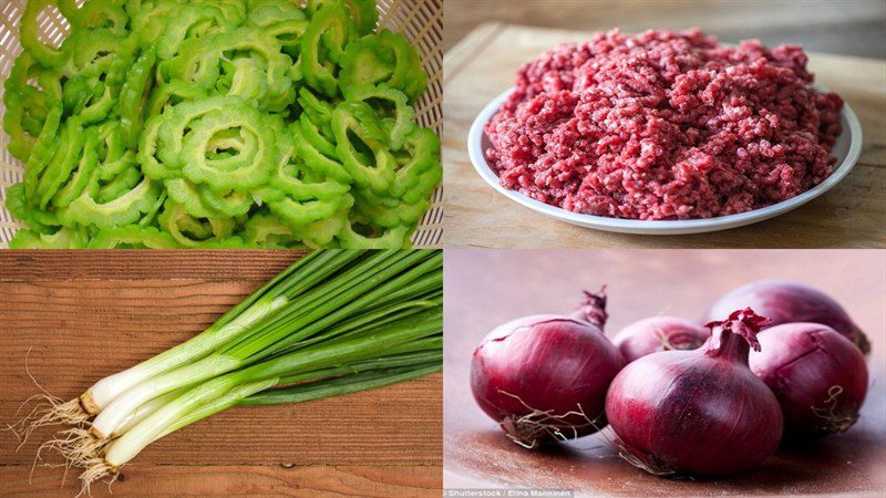 Ingredients for bitter melon soup with minced meat, bitter melon soup with minced meat meatballs