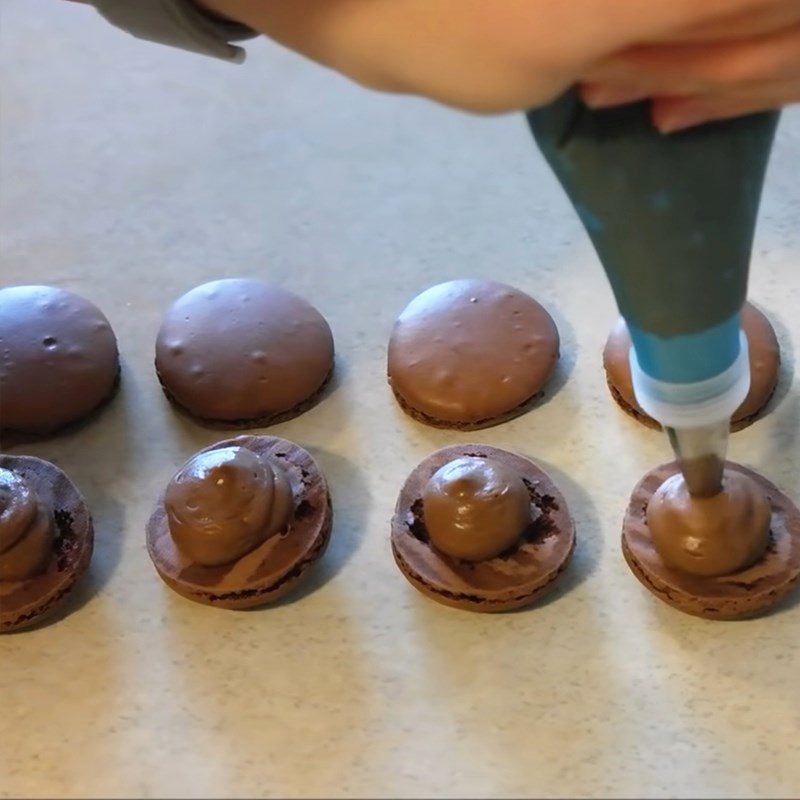 Step 6 Completion of chocolate macarons with flour