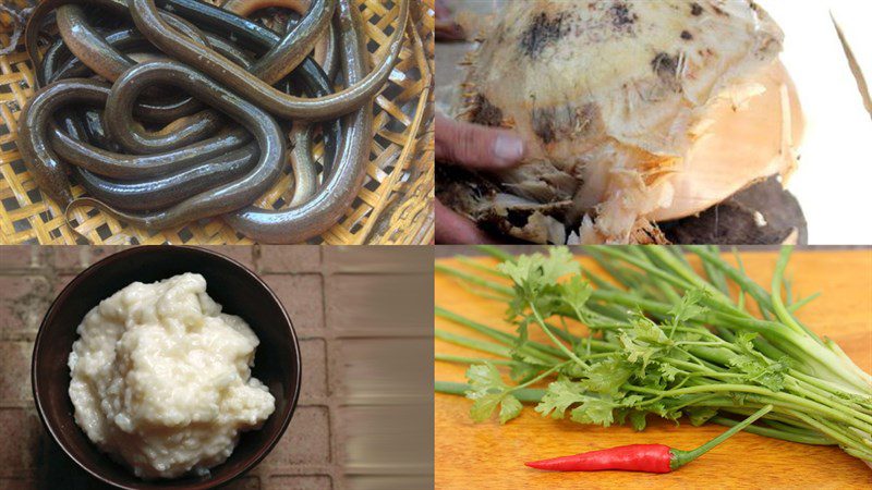 Ingredients for eel stewed with banana flower