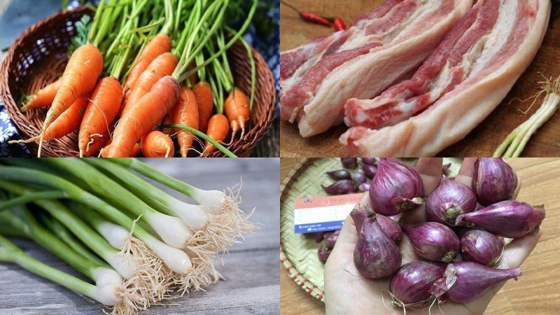 Ingredients for stir-fried carrot with pork