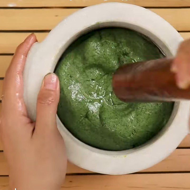 Step 1 Make the dough for Sticky Rice Cake with Mugwort and Mung Bean Filling