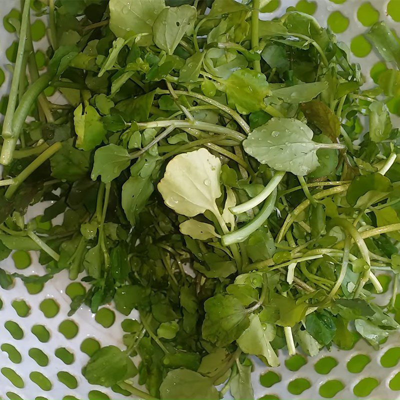 Step 1 Picking and washing watercress with minced meat