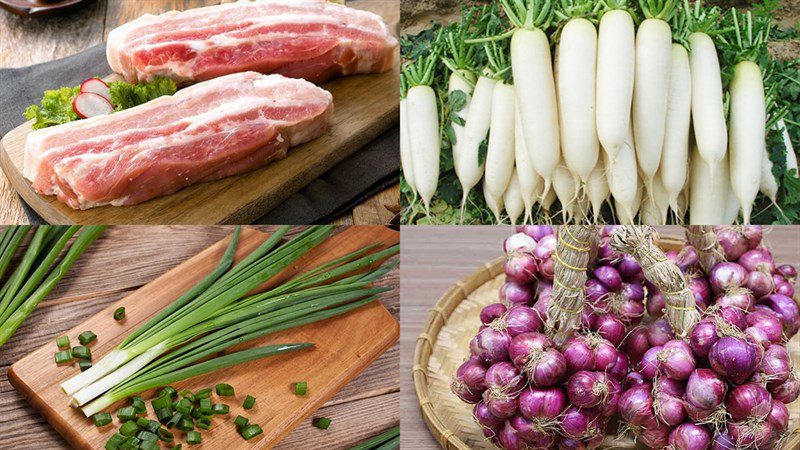 Ingredients for braised pork belly with radish