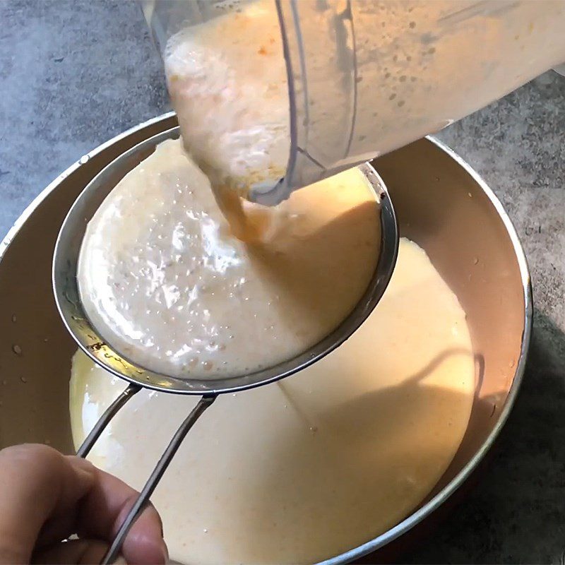 Step 2 Strain the salted egg milk mixture Salted egg sauce used for pastries