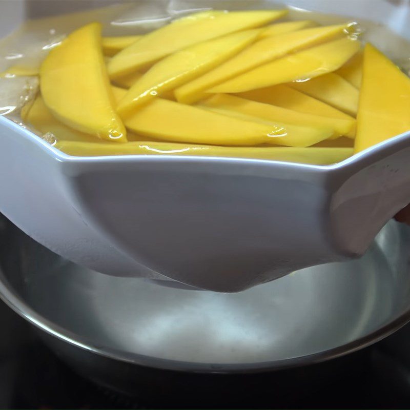 Step 2 Blanch the mango Mango with chili salt and sugar