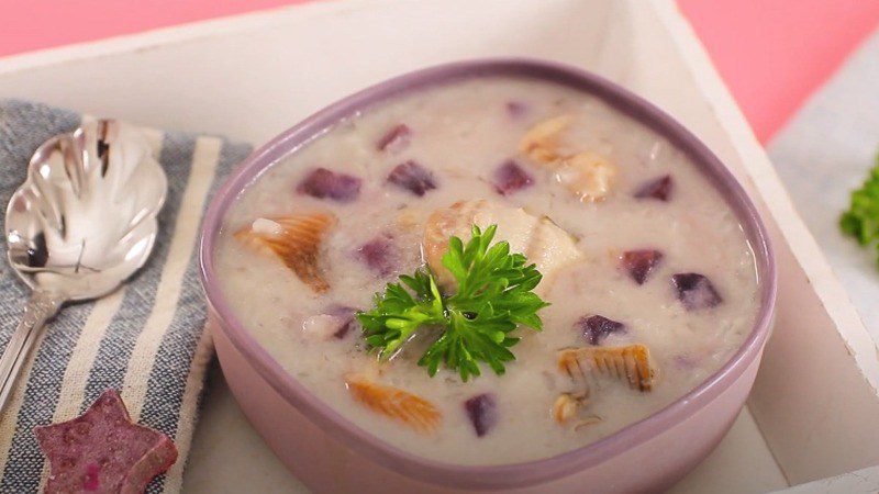 Eel and purple sweet potato porridge