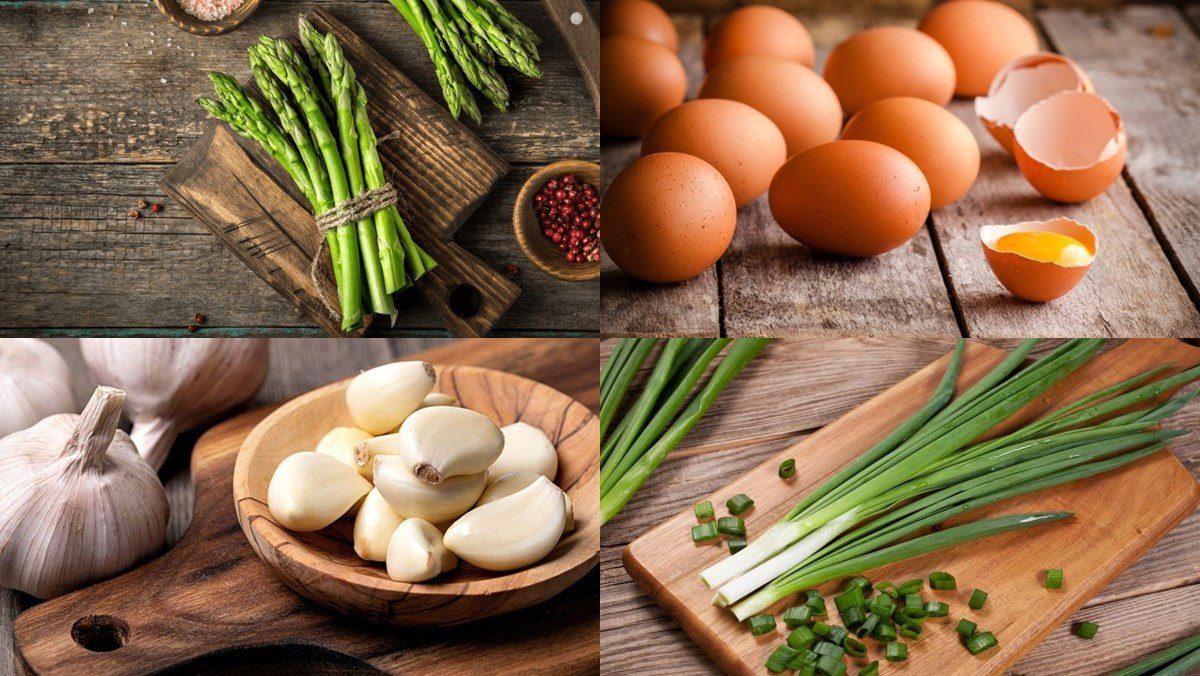 Ingredients for stir-fried asparagus with eggs