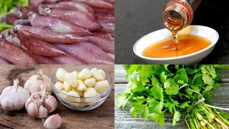 Ingredients for egg squid cooked in fish sauce