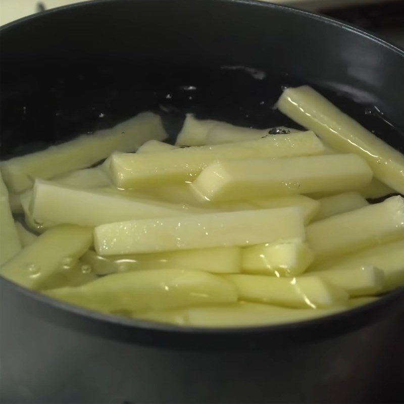 Step 2 Parboil the potatoes Cheese sauce fried potatoes