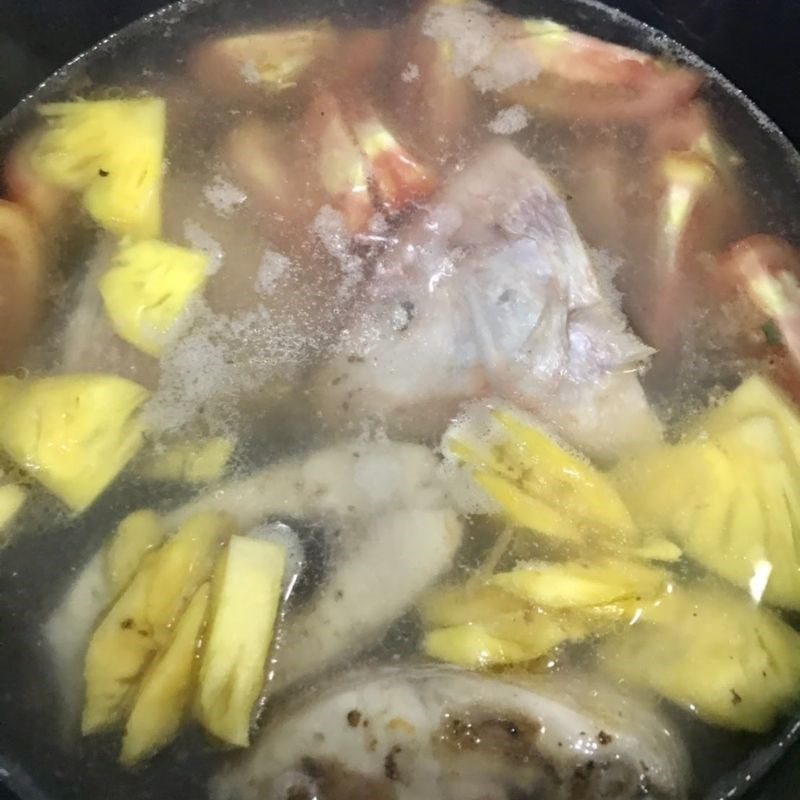 Step 3 Cooking Soup Sour Soup with Australian Fish and Dọc Mùng