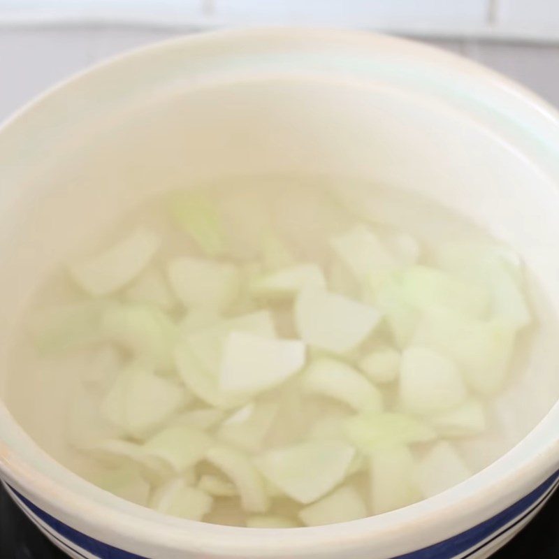 Step 2 Cooking soup Potato spinach soup