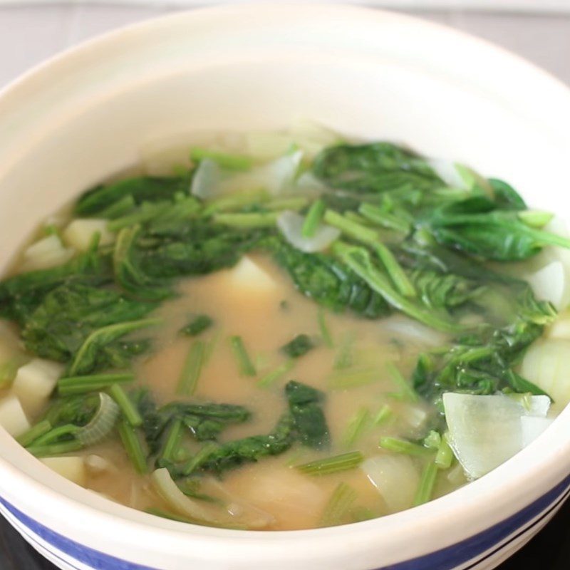 Step 2 Cooking soup Potato spinach soup