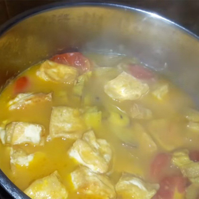 Step 5 Cooking banana and tofu soup