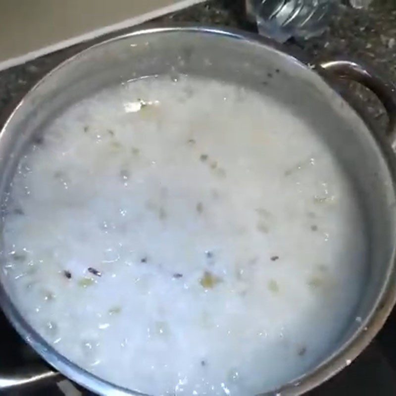 Step 2 Cook porridge Porridge with shrimp, potatoes, and mung beans