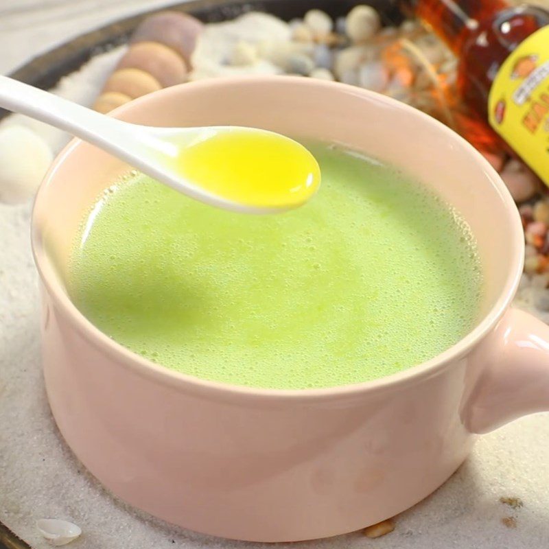 Step 3 Cooking porridge Green pea porridge with salmon floss