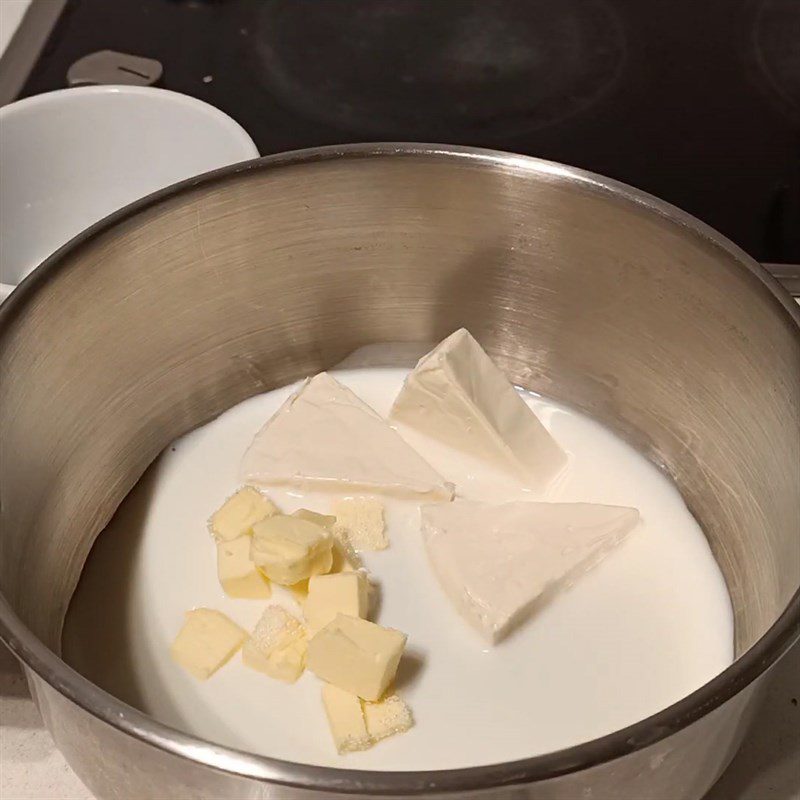 Step 1 Cook the butter and milk cheese mixture Cream Cheese from fresh milk and Laughing Cow cheese