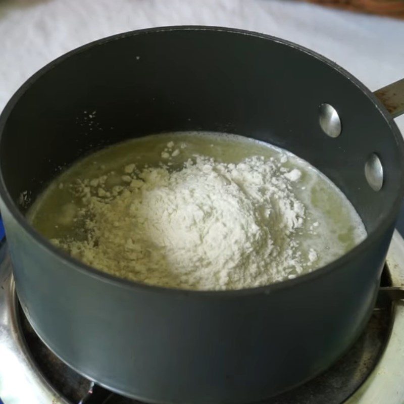 Step 3 Cook the cream puff dough mixture Mango cream puff