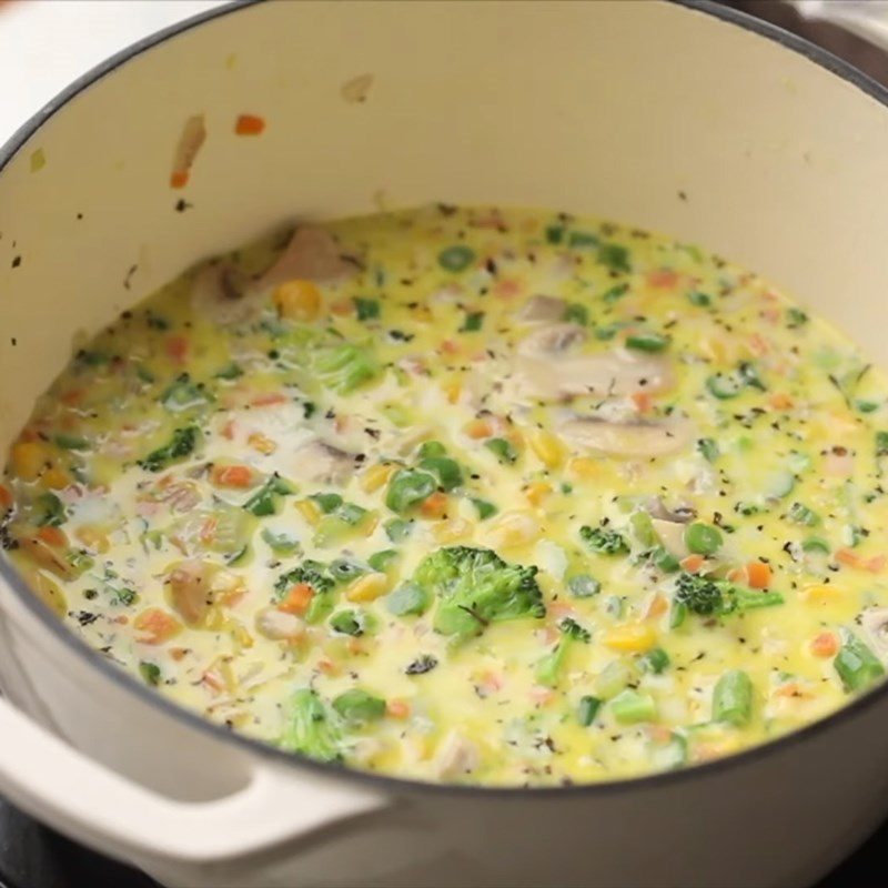 Step 3 Cook the soup Creamy mixed vegetable soup