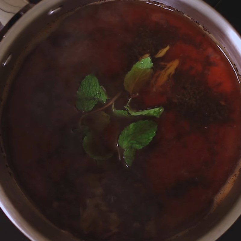 Step 2 Boil tea with ginger, cinnamon, and mint leaves Chai tea