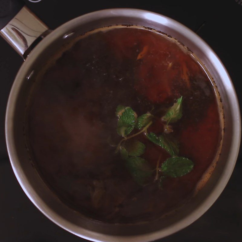 Step 2 Boil tea with ginger, cinnamon, and mint leaves Chai tea