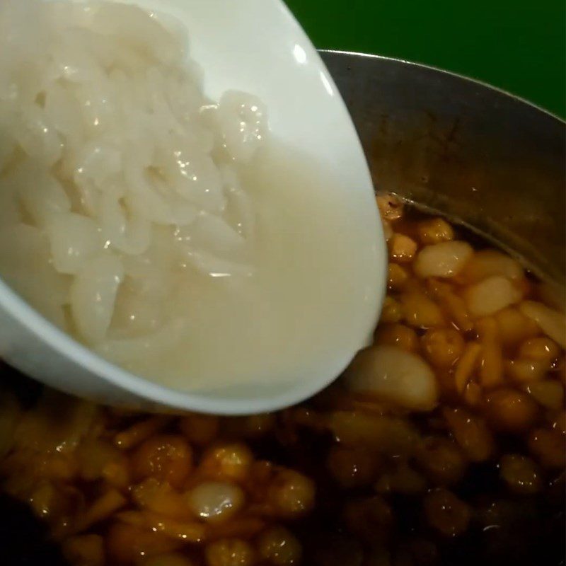 Step 2 Cook the fruit with palm sugar for the rambutan sour cherry cocktail