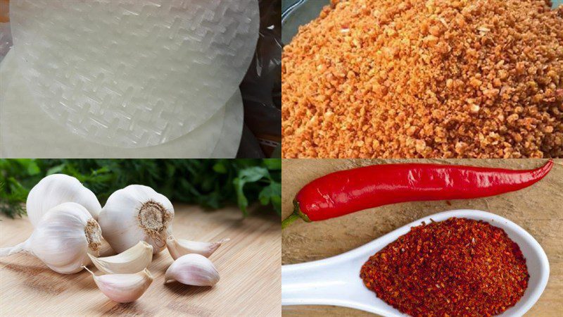 Ingredients for the dish of rice paper with garlic salt