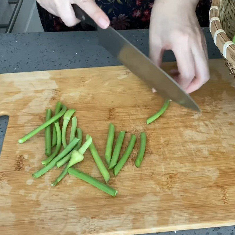 Step 2 Prepare and Blanch the Garlic Stems for Garlic Stems Stir-fried with Beef