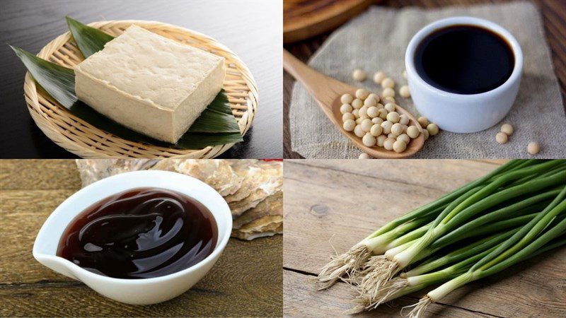 Ingredients for the fried tofu with soy sauce dish