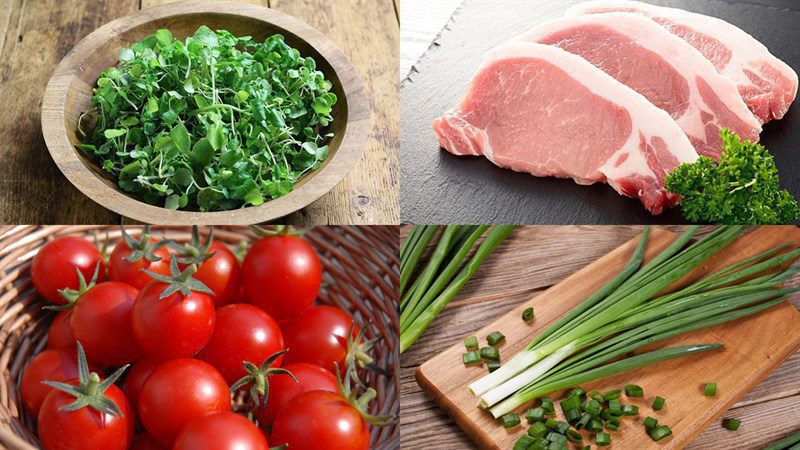 Ingredients for the stir-fried watercress with pork dish