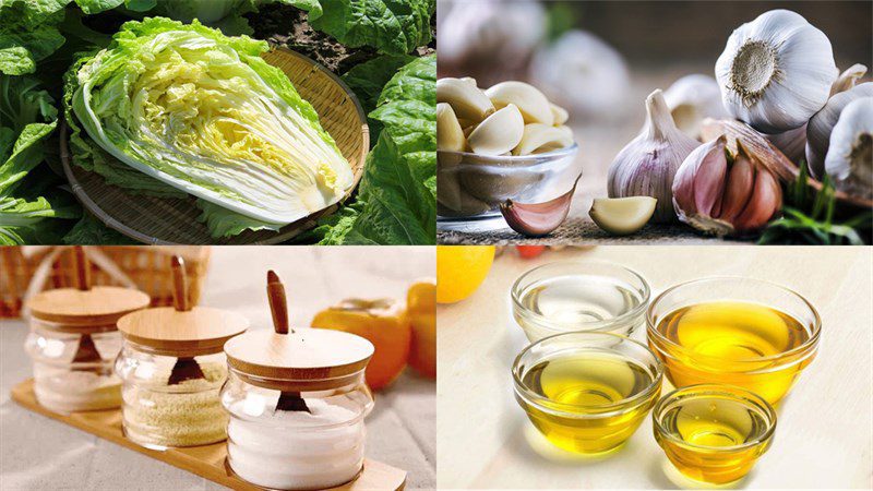 Ingredients for stir-fried napa cabbage with garlic