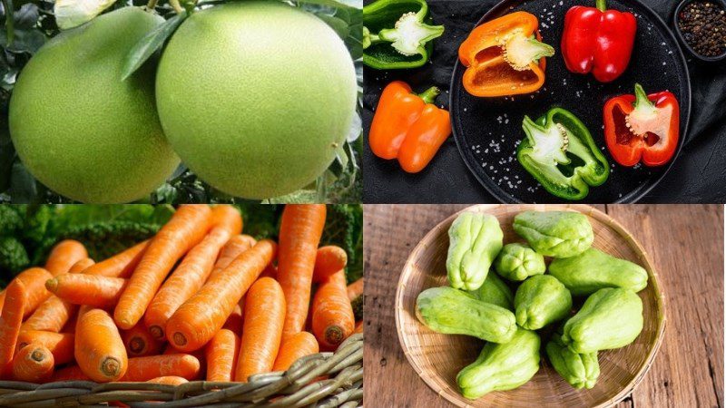 Ingredients for the dish stir-fried pomelo rind with colorful vegetables