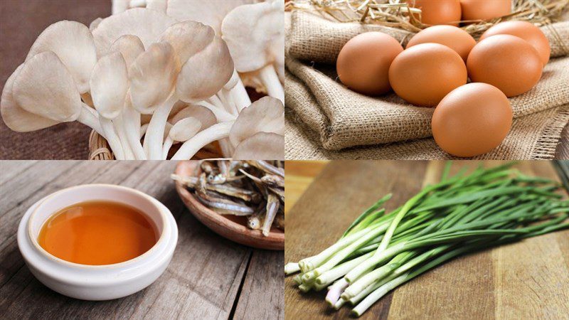 Ingredients for sautéed oyster mushrooms with pork, sautéed oyster mushrooms with eggs