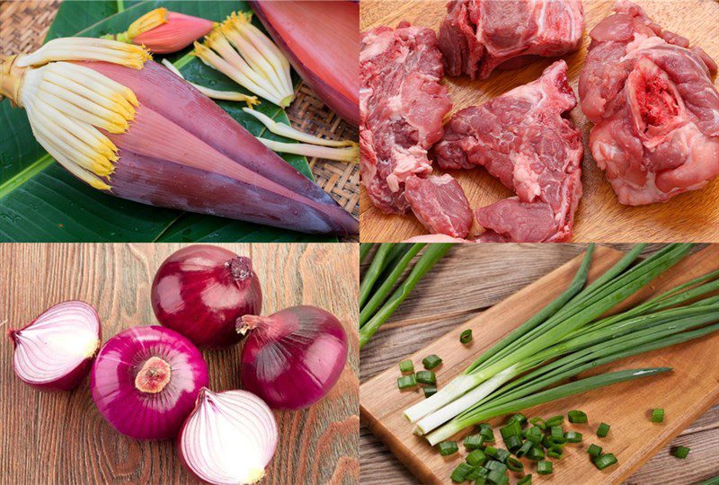 Ingredients for banana flower soup with pork bones