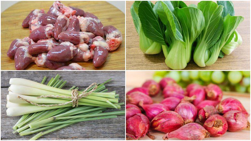 Ingredients for Stir-fried Chicken Hearts with Bok Choy