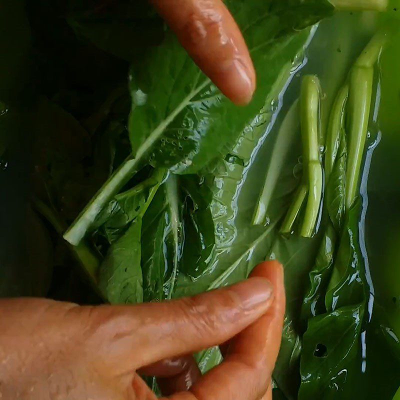 Step 1 Pick and wash mustard greens Boiled mustard greens