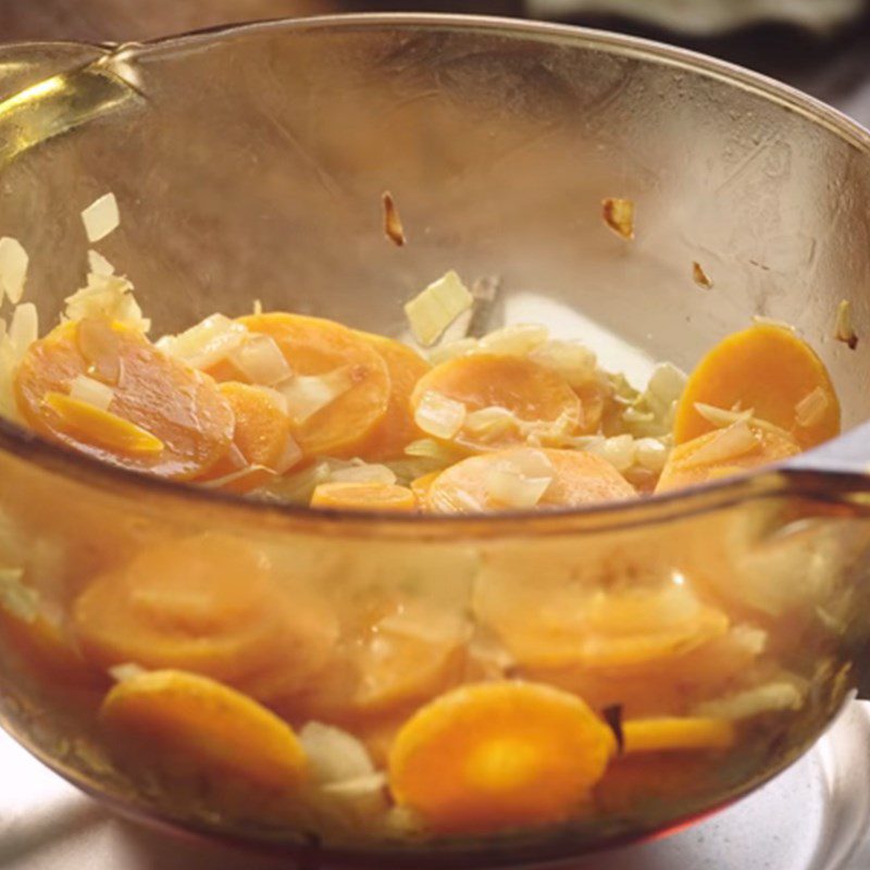 Step 2 Sauté the ingredients for Carrot Ginger Soup