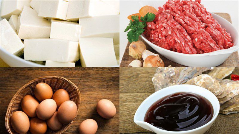 Ingredients for minced meat tofu dish