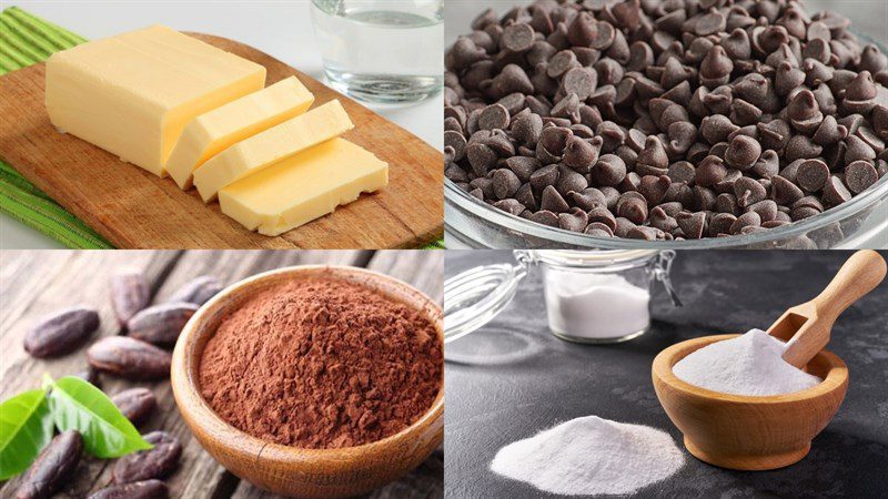 Ingredients for chocolate cookies without flour