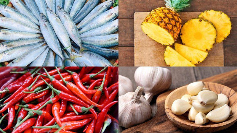 Ingredients for braised mackerel with pineapple