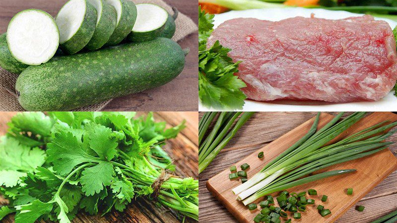 Ingredients for dish 2 ways to cook melon soup: with rib and with meat