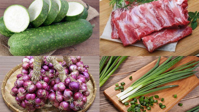 Ingredients for 2 ways to cook winter melon soup with bones and meat