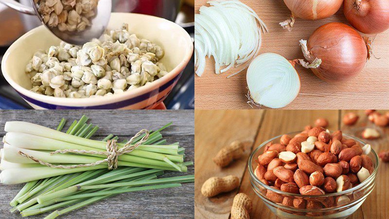 Ingredients for stir-fried clams with onions