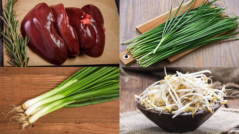 Ingredients for the dish stir-fried pig kidneys with chives