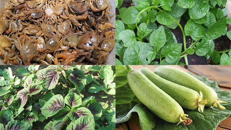 Ingredients for the crab soup dish with amaranth