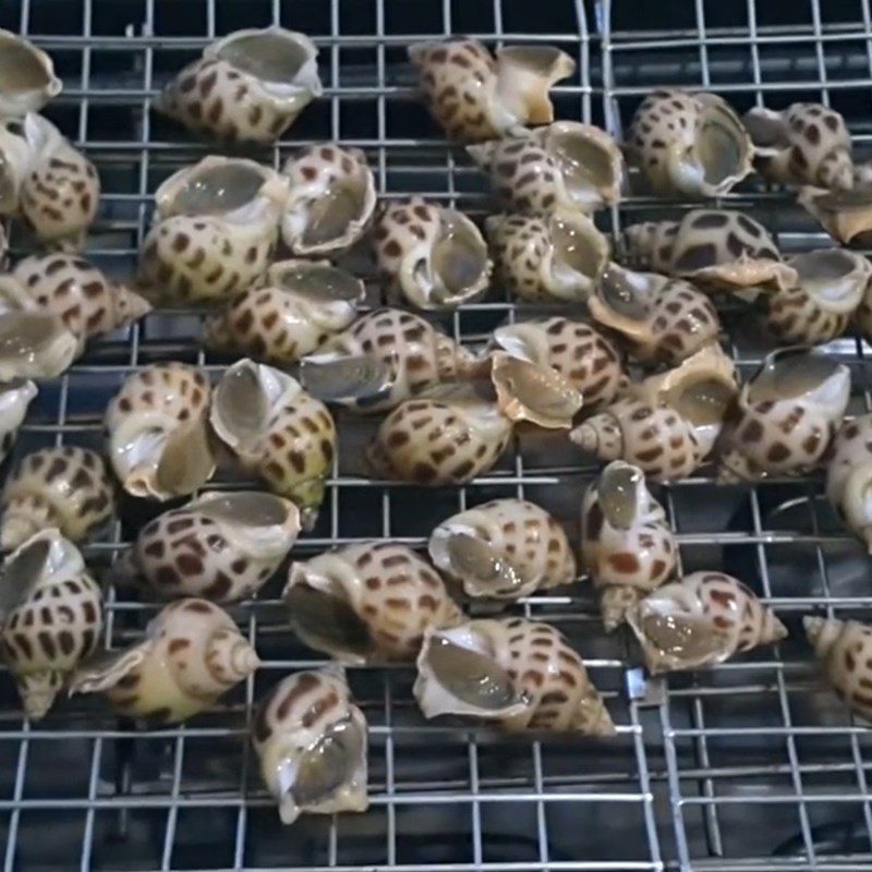 Step 3 Grill the snails Grilled apple snails with salt and chili